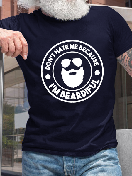 Men's Don't Hate Me Cotton Crew Neck Casual T-Shirt, Dark blue, T-shirts