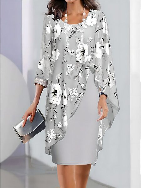 

Split Joint Floral Elegant Dress With No, Gray, Dresses