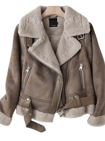 

Buttoned Loose Cross Neck Casual Jacket, Coffee, Jackets