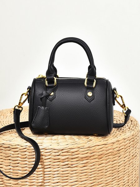 

Casual Color Block Handbag Cylindrical Crossbody Bag, Black, Women's Bags