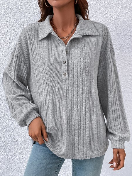 

Shawl Collar Casual Shirt, Gray, Shirts & Blouses