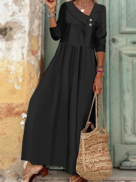 

Women’s Loose Asymmetrical Dress, Black, Maxi Dresses