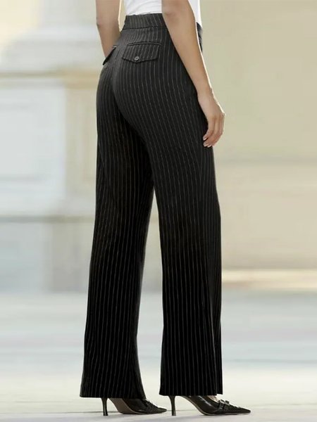 

Simple Striped Fashion Pants, Black, Pants