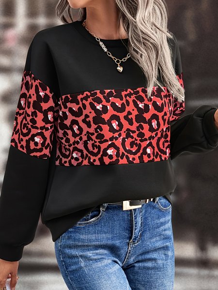 

Casual Crew Neck Leopard Sweatshirt, Red, Hoodies & Sweatshirts