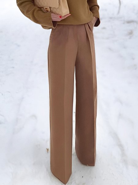 

Urban Regular Fit Plain Pockets Fashion Straight Pants, Brown, Pants