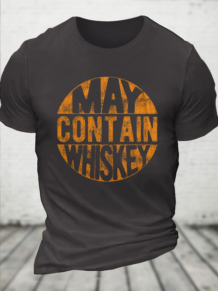 

Sarcastic Whiskey Whiskey Lovers Text Letters Casual Cotton Crew Neck T-Shirt, Deep gray, T-shirts