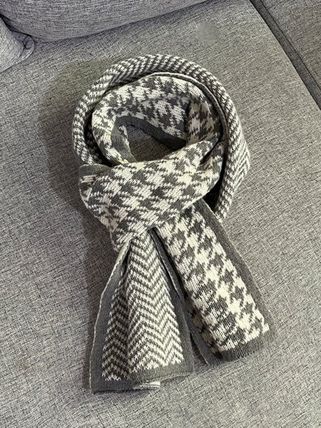 

Casual Houndstooth Warmth Knitted Scarf, Gray, Women Scarves & Shawls