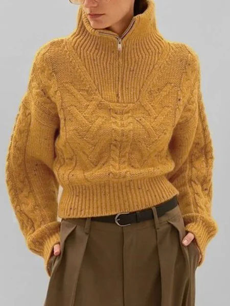 

Regular Fit Urban Plain Long Sleeve Sweater, Mustard, Pullovers