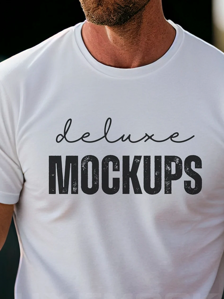 

Man T-Shirt Mockup Cotton Text Letters Casual T-Shirt, White, T-shirts