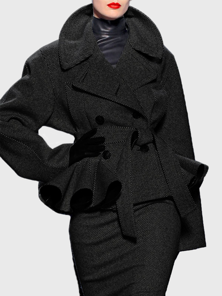 

Plus Size Urban Regular Fit Lapel Collar Jacket, Black, Plus Outerwear