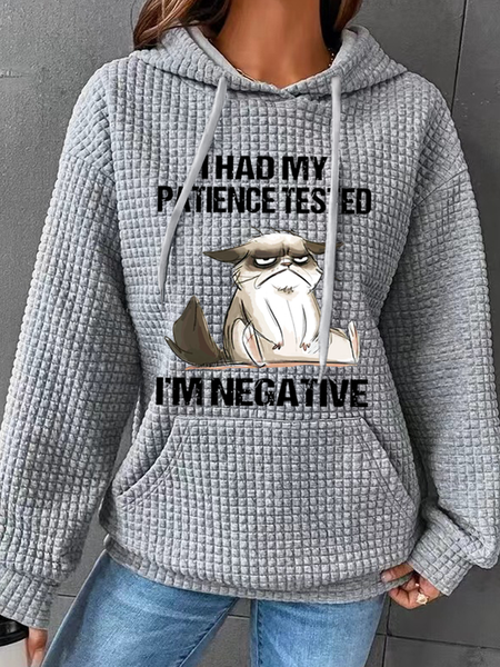 

Womens Funny Cat Cotton-Blend Casual Animal Hoodie, Gray, Hoodies&Sweatshirts