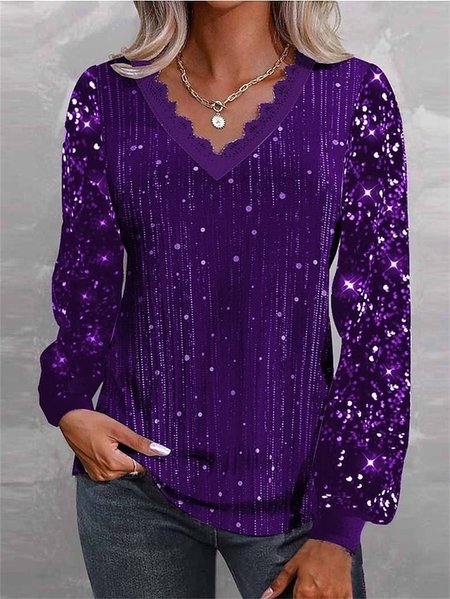 

Christmas Casual Split Joint Loose Shirt, Purple, Shirts & Blouses