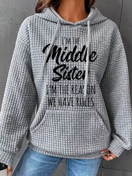 

Womens Sister Gift Middle Sister Funny Casual Cotton-Blend Hoodie, Gray, Hoodies&Sweatshirts