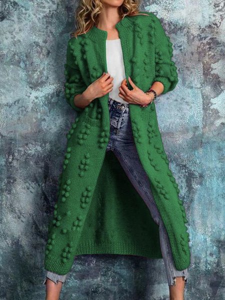 

Long Sleeve Urban Plain Regular Fit V Neck Cardigan, Green, Plus Outerwear