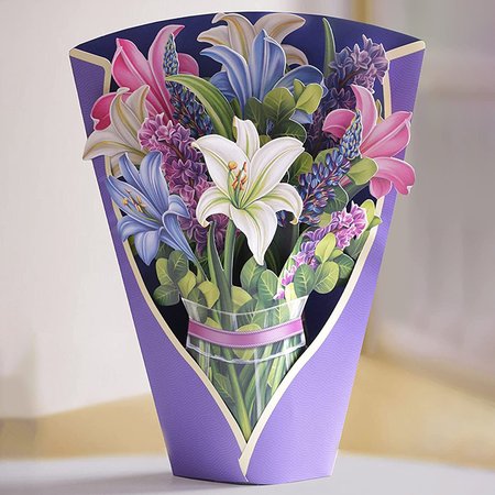 

3D Pop Up Birthday Cards Paper Flowers Bouquet Greeting Cards, Color1, Home&Garden