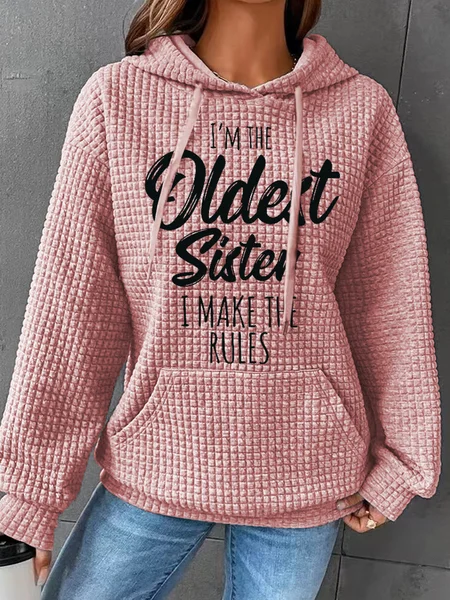 

Oldest Sister Shirt I Make The Rules Casual Text Letters Hoodie Cotton-Blend Hoodie, Pink, Hoodies&Sweatshirts