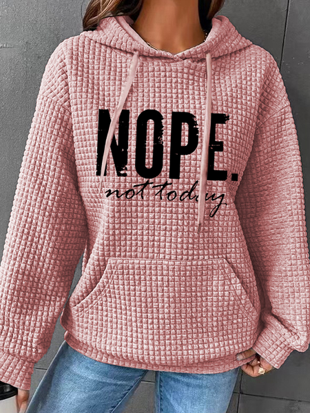 

Nope Not Today Simple Cotton-Blend Hoodie Hoodie, Pink, Hoodies&Sweatshirts