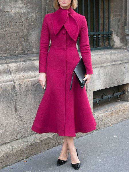 

Regular Fit Elegant Plain Long Dress, Deep pink, Maxi Dresses