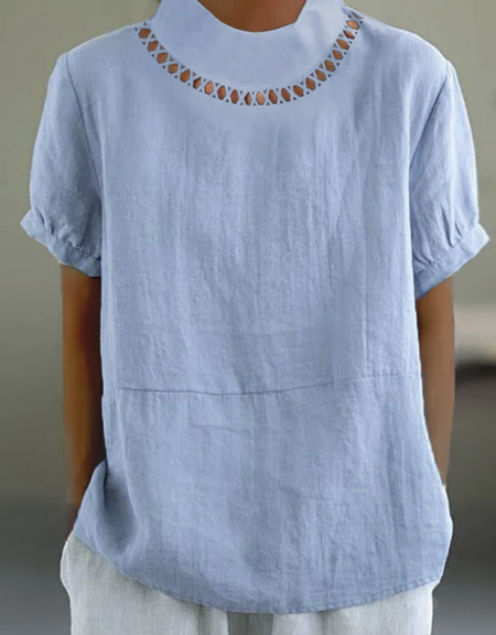 

Loose Simple Cotton Linen Style Blouse, Blue, Blouses & Shirts