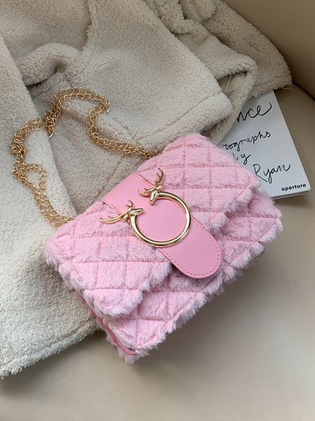

Casual Metal Deer Shoulder Bag Chain Strap Crossbody Bag, Pink, Women's Bags