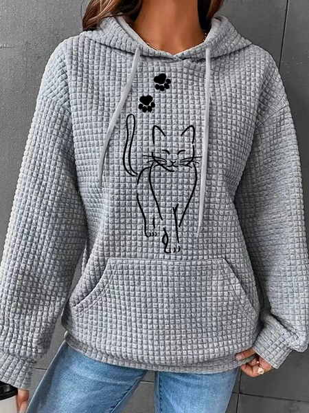 

Cat Hoodie Simple Hoodie, Gray, Hoodies&Sweatshirts