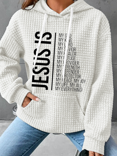 

Womens Jesus Is My God Loose Hoodie Simple Hoodie, White, Hoodies&Sweatshirts