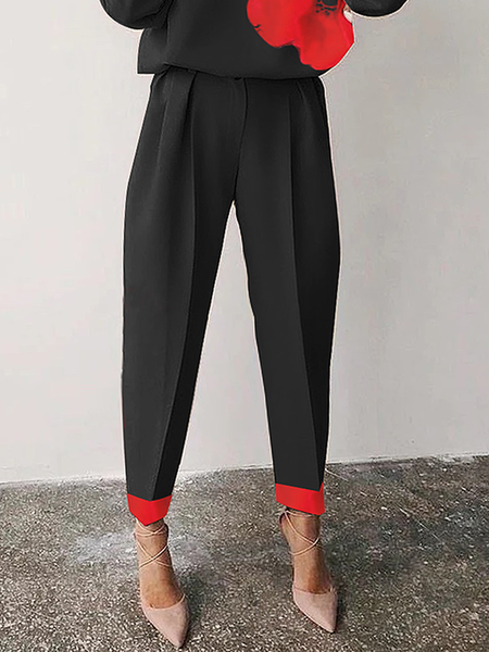 

Plus Size Urban Loose Long Pants Straight pants, Black, Plus Pants