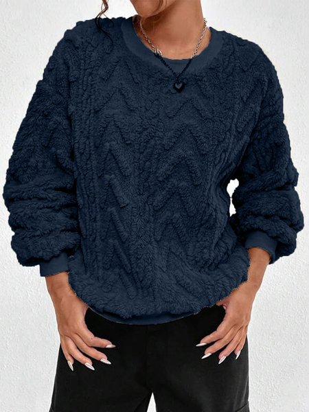 

Casual V Neck Plain Sweatshirt, Navyblue, Hoodies & Sweatshirts