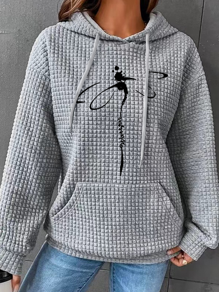 

Dragonfly Simple Cotton-Blend Loose Hoodie, Gray, Hoodies&Sweatshirts