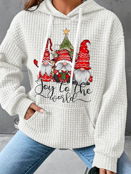 Joy To The World Gnome Christmas Cotton Blend Simple Hoodie