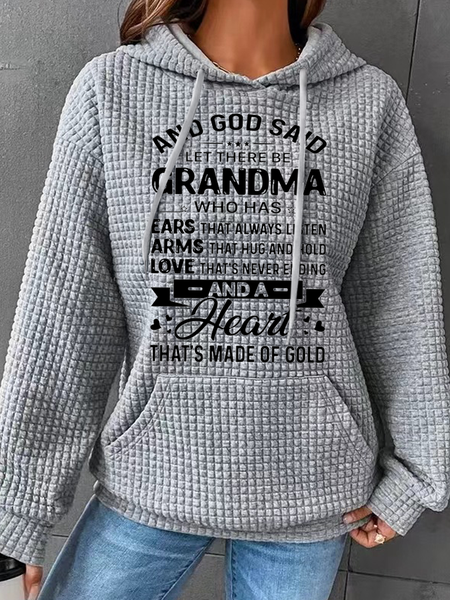 

Women’s God Said Let There Be Grandma Who Has Ears That Always Listen Casual Hoodie Loose Hoodie, Gray, Hoodies&Sweatshirts