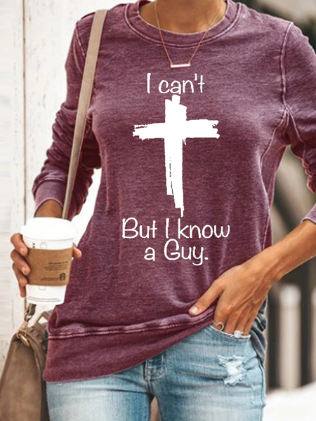 Women's Casual I Can'T But I Know A Guy Printed Casual Sweatshirt, Red, Hoodies&Sweatshirts