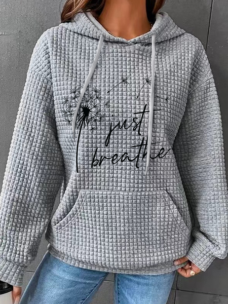 

Just Breathe Dandelion Hoodie Cotton-Blend Casual Hoodie, Gray, Hoodies&Sweatshirts