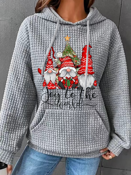 Joy To The World Gnome Christmas Cotton Blend Simple Hoodie