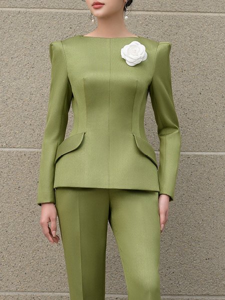 

Boat Neck Elegant Regular Fit Shirt, Green, Blouses and Shirts
