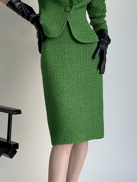 

Midi Urban Regular Fit Plain Skirt, Green, Skirts