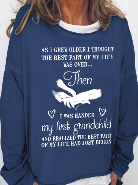 

Grandma - First Grandchild Casual Cotton-Blend Crew Neck Sweatshirt, Dark blue, Hoodies&Sweatshirts