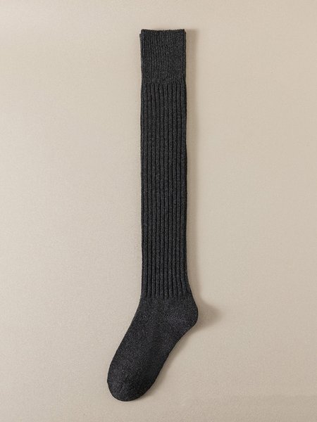 

1pair Women High-Elastic Comfy Wool-Blend Over the Knee Socks, Deep gray, Socks