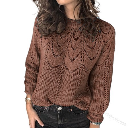 

Wool/Knitting Plain Casual Sweater, Brown, Sweaters & Cardigans