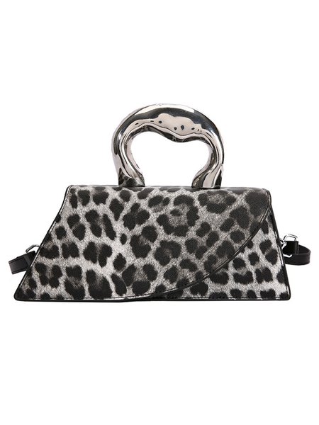 Novelty Leopard Handbag Magnetic Crossbody Bag, Black, Crossbody Bags