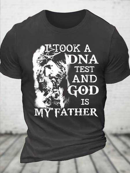 

Cotton I Took A DNA Test And God Is My Father Crew Neck Loose Casual T-Shirt, Deep gray, T-shirts