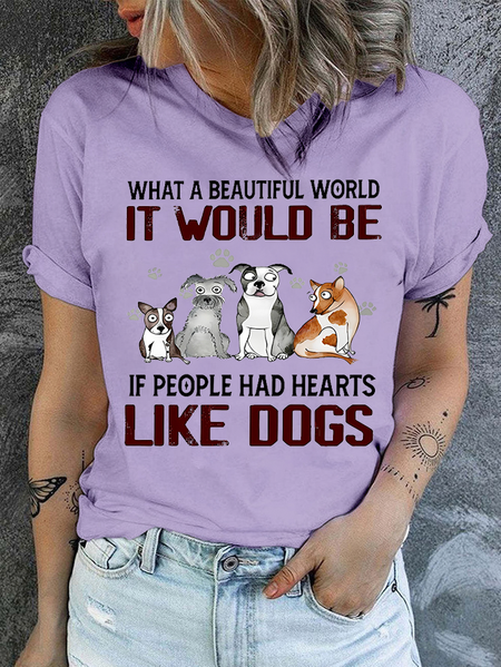 

Cotton Like Dogs Casual T-Shirt, Purple, T-shirts