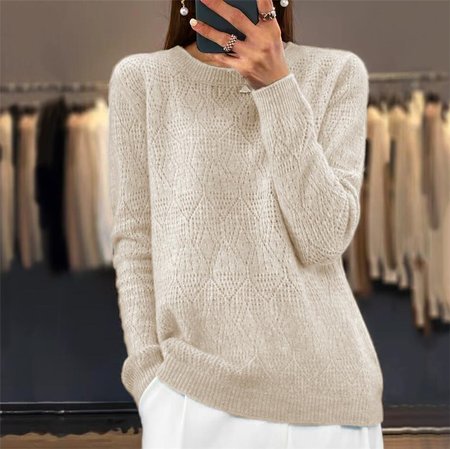 

Casual Yarn/Wool Yarn Buckle Plain Sweater, Apricot, Sweaters & Cardigans