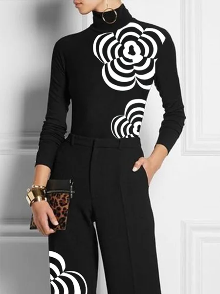

Long Sleeve Regular Fit Urban Floral T-Shirt, Black, Tees