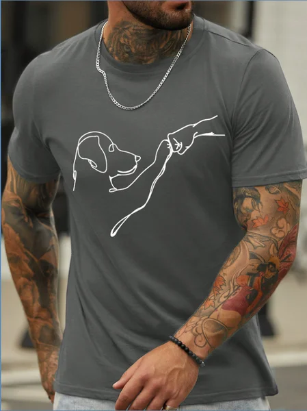 

Men’s Dog Fist Bump Casual Regular Fit T-Shirt, Deep gray, T-shirts