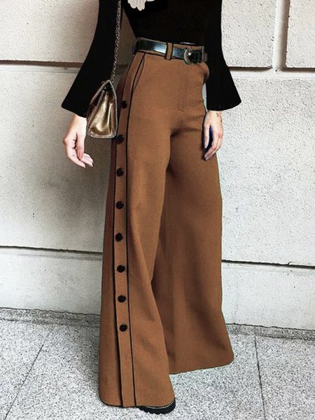 

Color Block Regular Fit Urban Fashion Pants, Brown, Pants