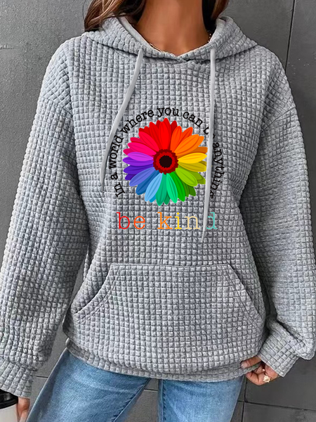 

Women‘s Daisy In A World Where You Can Be Anything Be Kind Vintage Simple Loose Hoodie, Gray, Hoodies&Sweatshirts