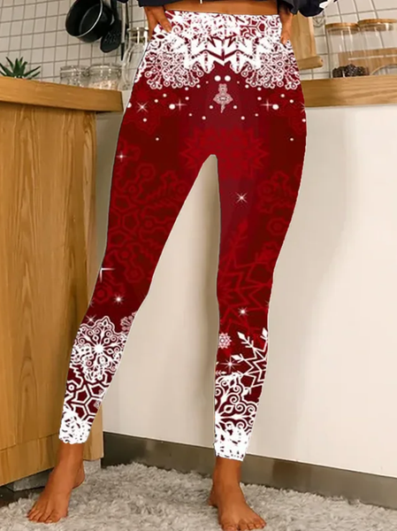 

Jersey Casual Christmas Legging, Red, Leggings