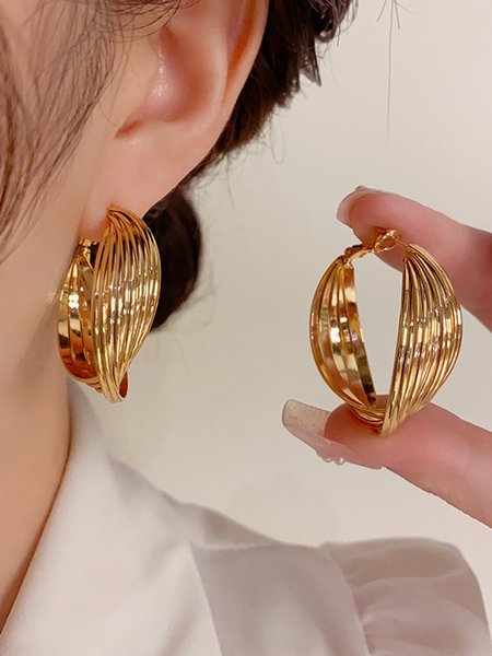 

Exaggerated Twisted Metal Hoop Earrings, Golden, Earrings