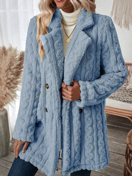 

Women's Teddy Coat Fleece Sherpa Jacket Double Breasted Flannel Winter Coat Fall Windproof Thermal Warm Cream Heated Jacket Texture Long Sleeve Outerwear Fall, Blue, Outerwear